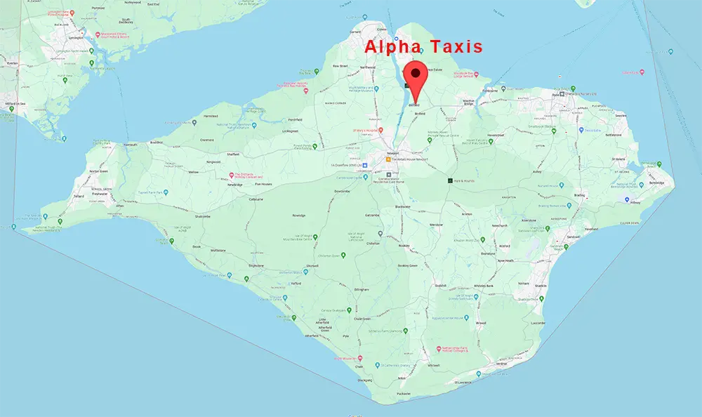 a map of the isle of wight pointng alpha taxis location